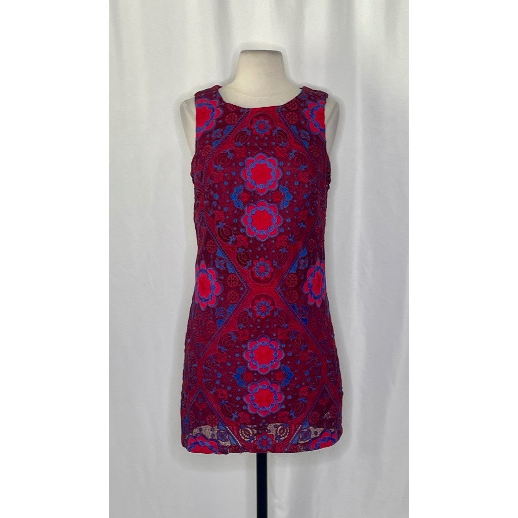 Anthropologie EVA FRANCO Eyelet Mini Shift Dress Embroidered Lace Size 0