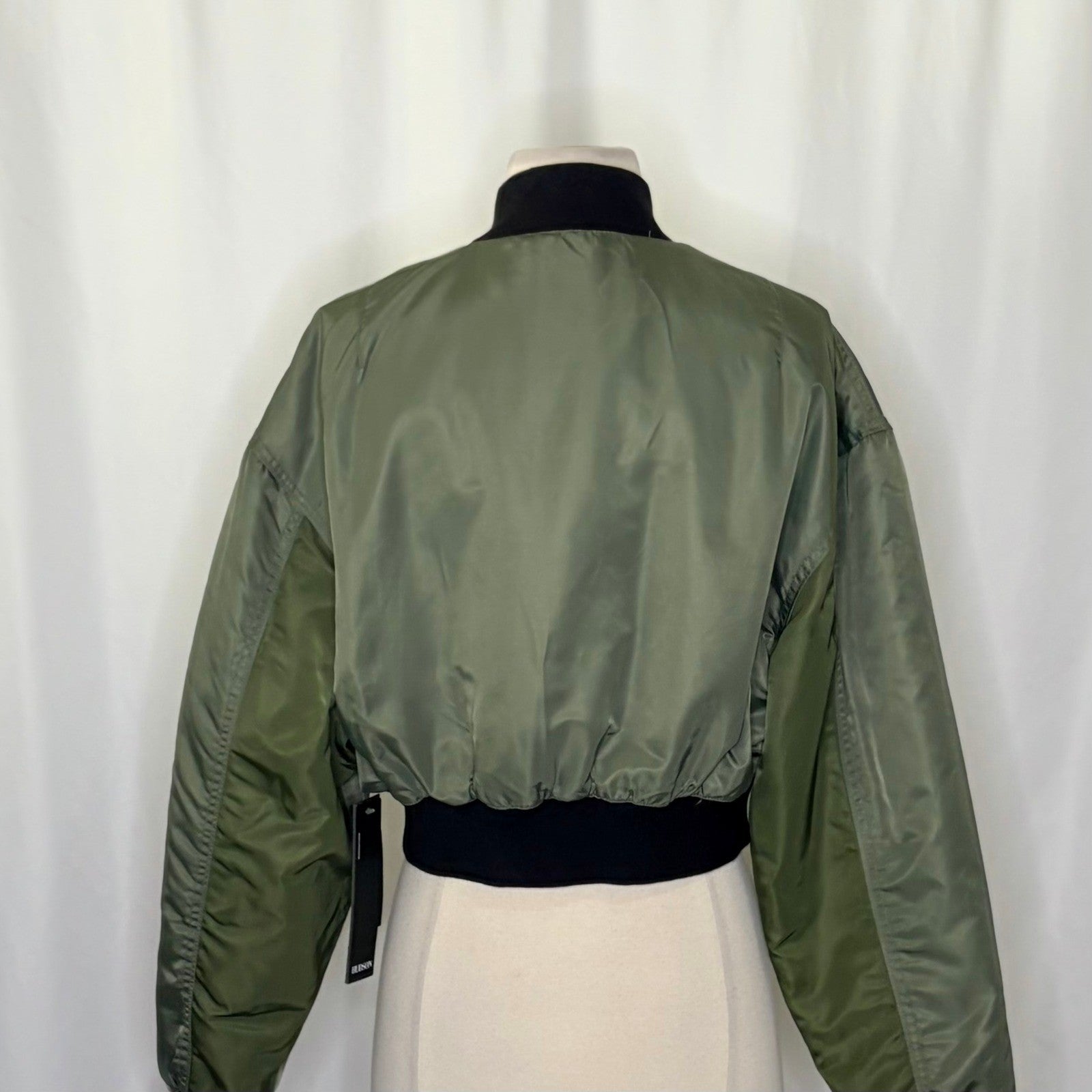 NWT!! Revolve HUDSON JEANS Rogue Olive Green Bomber Jacket Cropped Pockets Small