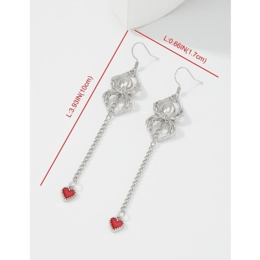 NEW!! Spider Spooky Halloween Drop Earrings Dangling Hearts Scary Whimsygoth