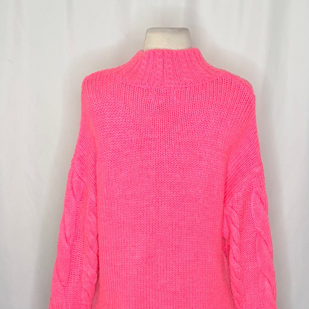 By ANTHROPOLOGIE Pink Cableknit Sweater Wool Pullover Knitwear Small
