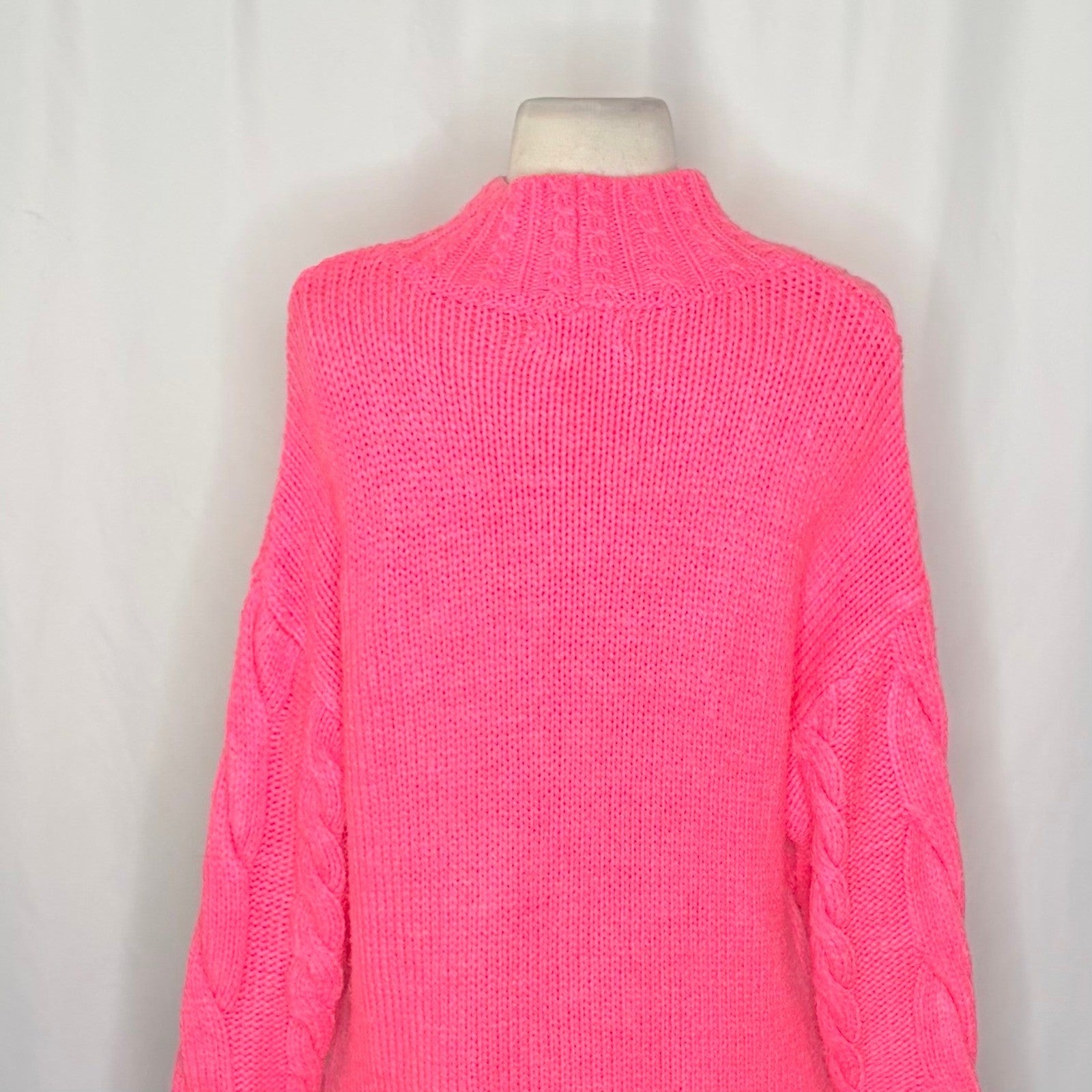 By ANTHROPOLOGIE Pink Cableknit Sweater Wool Pullover Knitwear Small