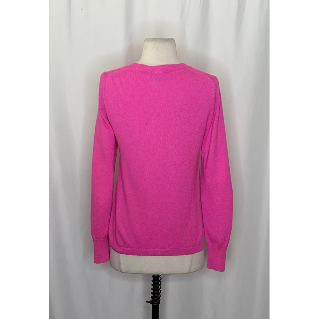 J. CREW Cashmere Slim Fit Crewneck Sweater Solid Neon Fuchsia Pink Knit Small