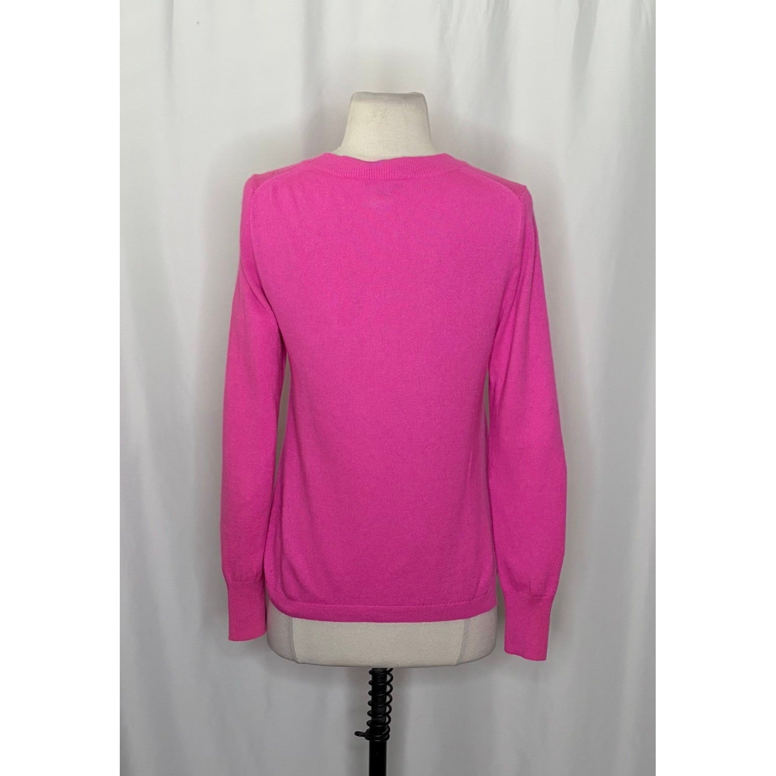 J. CREW Cashmere Slim Fit Crewneck Sweater Solid Neon Fuchsia Pink Knit Small