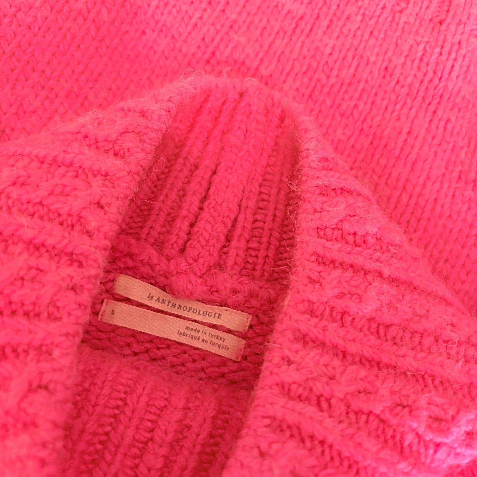 By ANTHROPOLOGIE Pink Cableknit Sweater Wool Pullover Knitwear Small