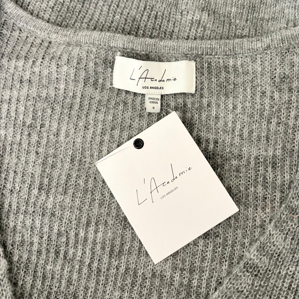 NWT!! Revolve L'ACADEMIE Rosette Sweater Grey Wool Blend Small
