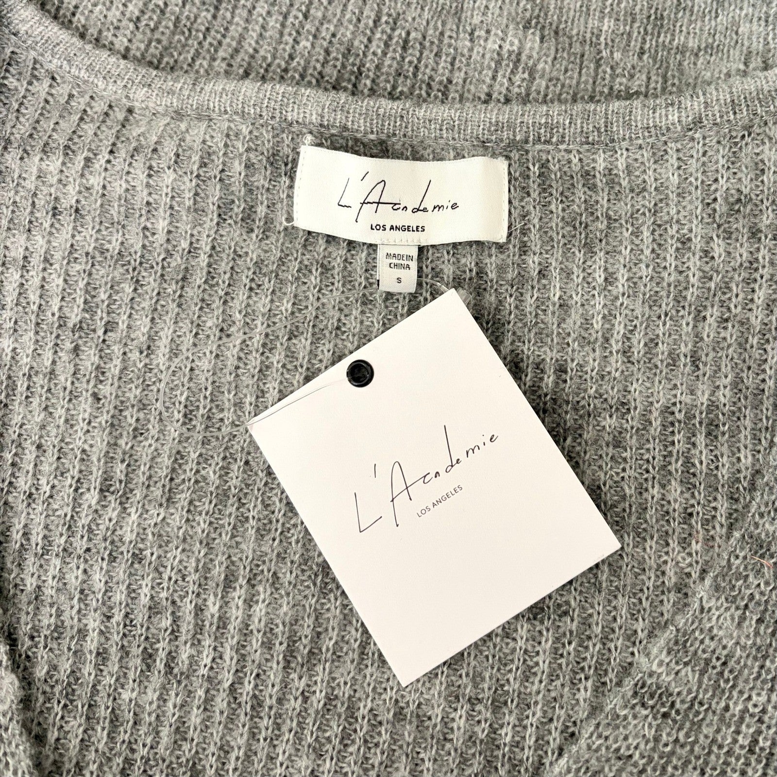 NWT!! Revolve L'ACADEMIE Rosette Sweater Grey Wool Blend Small