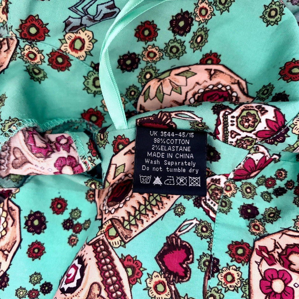 HELL BUNNY Sasha Sugar Skull Dress Dia De Los Muertos Rockabilly Retro Large