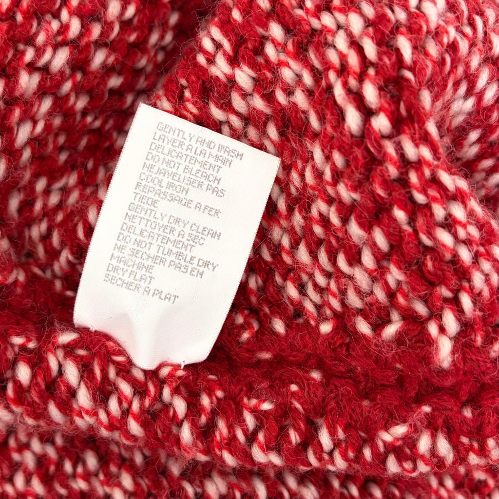 ARMANI COLLEZIONI Red White Wool Mock Neck Sweater Knit Pullover Medium