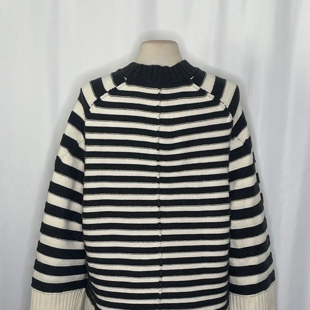 Anthropologie MAEVE The Chandler Crew Neck Relaxed Sweater Striped Gray Medium