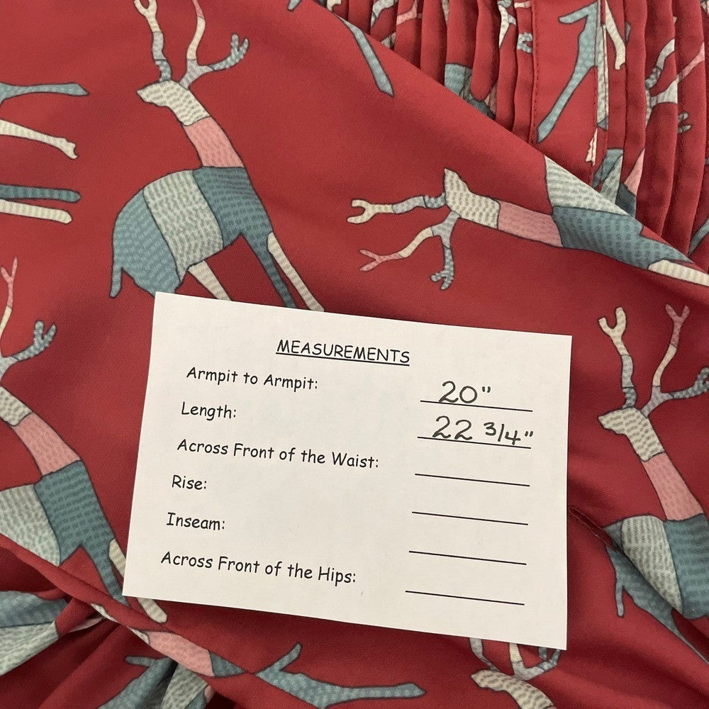 Anthropologie GEISHA DESIGNS Reindeer Deer Print Pleated Top Blouse Medium