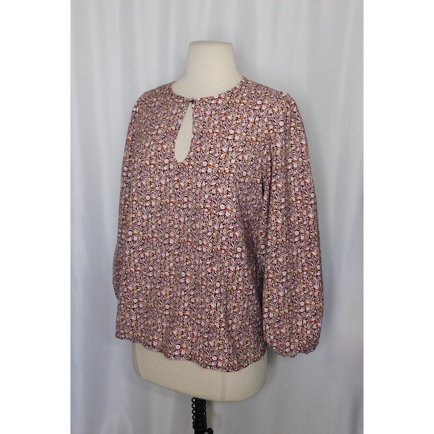 J. CREW Puff Sleeve Top Blouse Floral Flourish Crepe Cottagecore Prairie Small