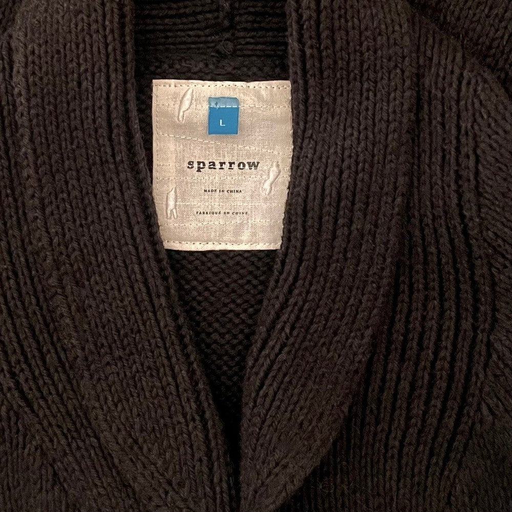 Anthropologie SPARROW Batley Fairisle Black Cardigan Sweater Fair Isle Large