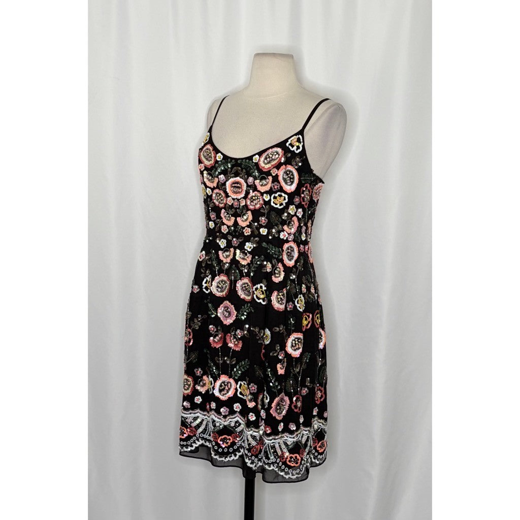 NEEDLE & THREAD Black Sequin Embellished Dress Beaded Party Special Occasion 8