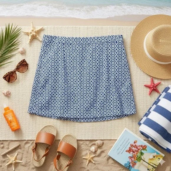 RIPSKIRT Hawaii Rip Skirt Length 2 Wrap Skirt Blue Dot Dot Dot Geometric Large