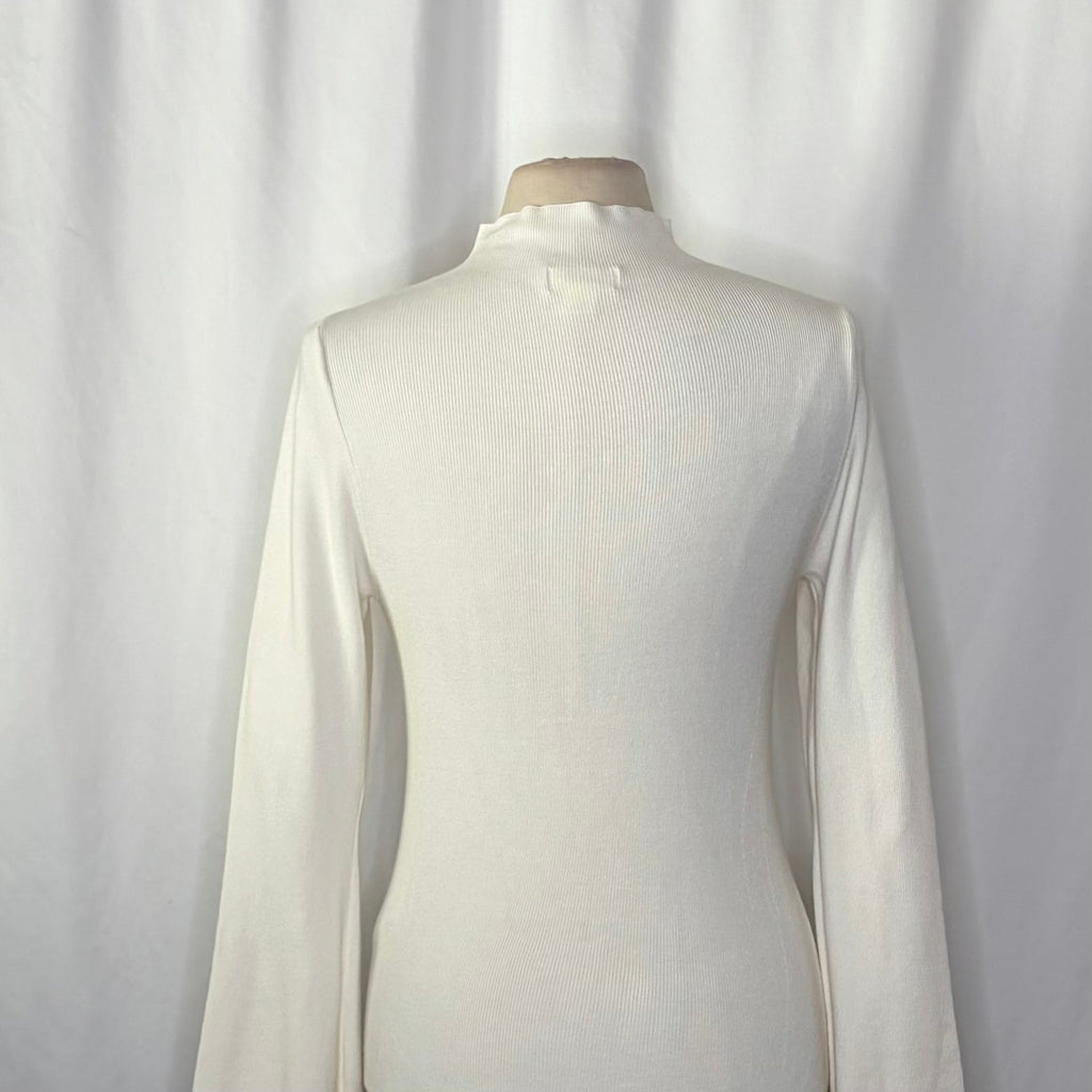 Anthropologie MAEVE Arlowe Bell Sleeve Sweater Ivory Mockneck Mock Neck Medium