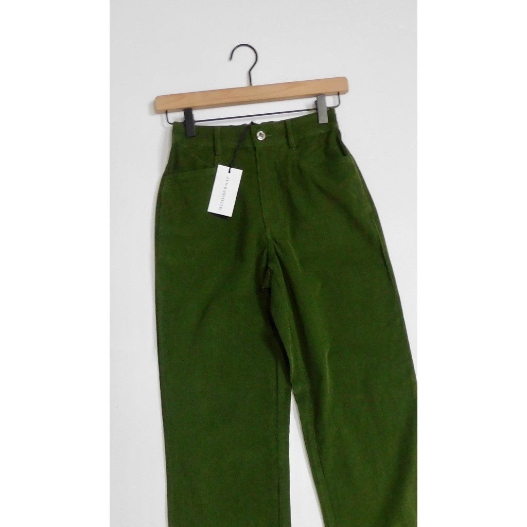 NWT!! WEWOREWHAT Elastic Back Corduroy Pants Basil Green Preppy Academia X-Small
