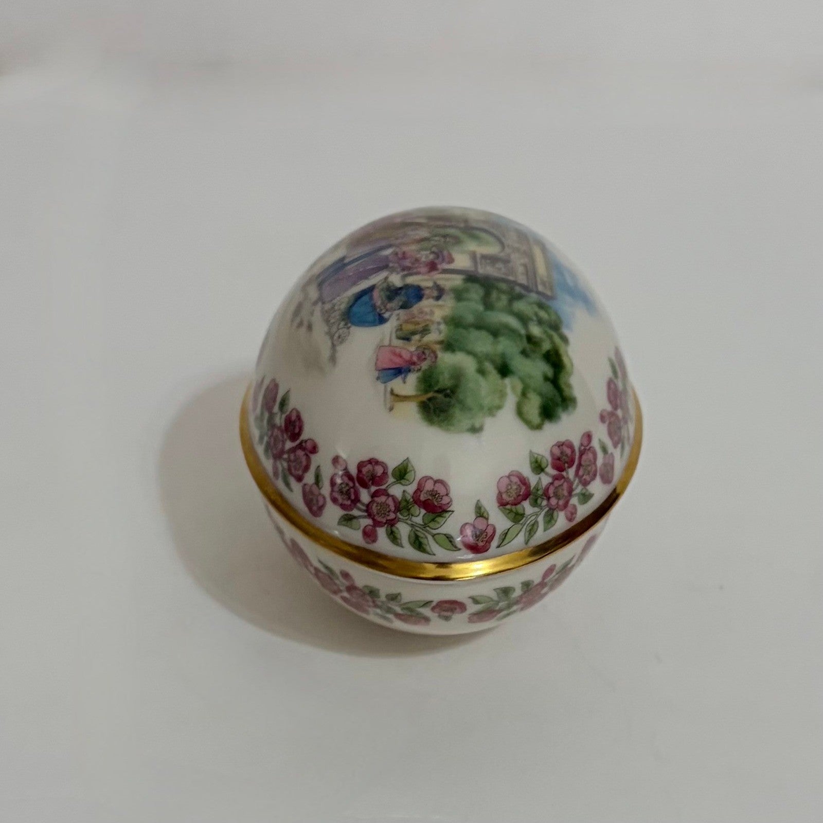 Vintage LENOX Porcelain Egg Trinket Box Mini Small Floral Paris 1985 Easter