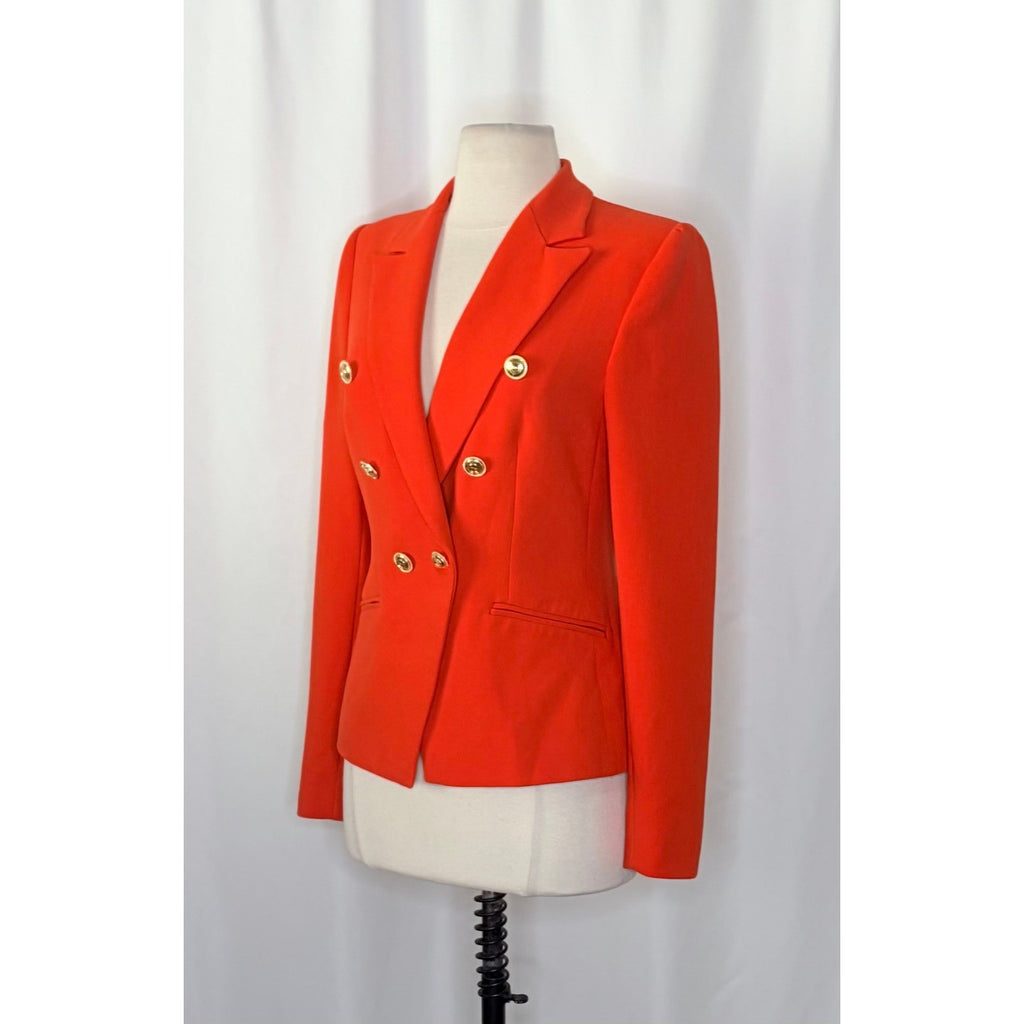 KAREN MILLEN Red Tailored Button Military Blazer Jacket Solid Gold Buttons US 6