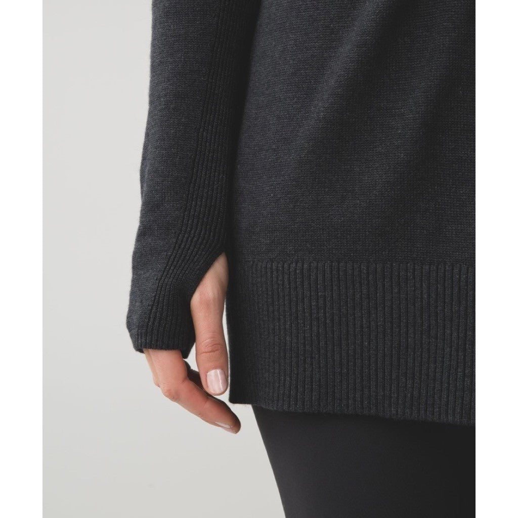 LULULEMON Peace Of Mind Wrap Cardigan Sweater Heathered Black Athleisure Size 8