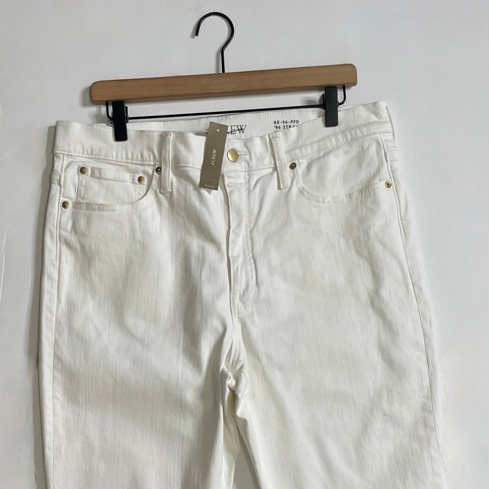 NWT!! J. CREW Tall Slim Straight '96 Retro Denim Jeans Solid White 31 Tall 31T