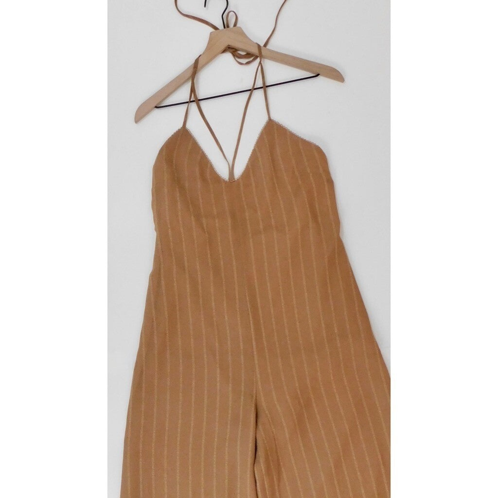 NWT!! HOUSE OF HARLOW 1960 x Revolve Paolo Jumpsuit Tawny Brown Festival Large