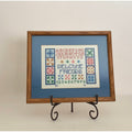 VINTAGE Framed Crossstitch Sampler Quilt Blocks Alphabet Numbers 80's 1987