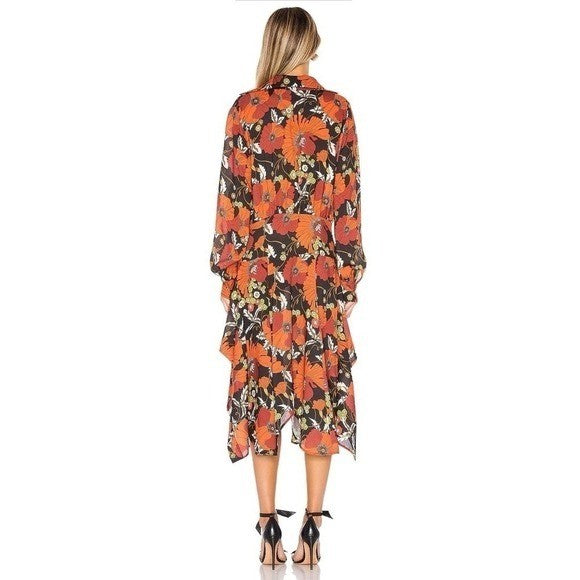 Revolve DODO BAR OR Natasha Dress Genia Floral Retro Print Size 46 US Size 10