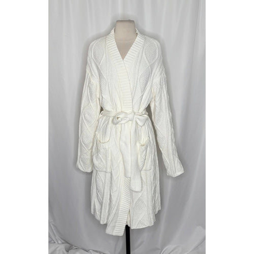 BEACH RIOT Rinna Chenille Robe Cream Cable Knit Belted Pockets X-Small Small