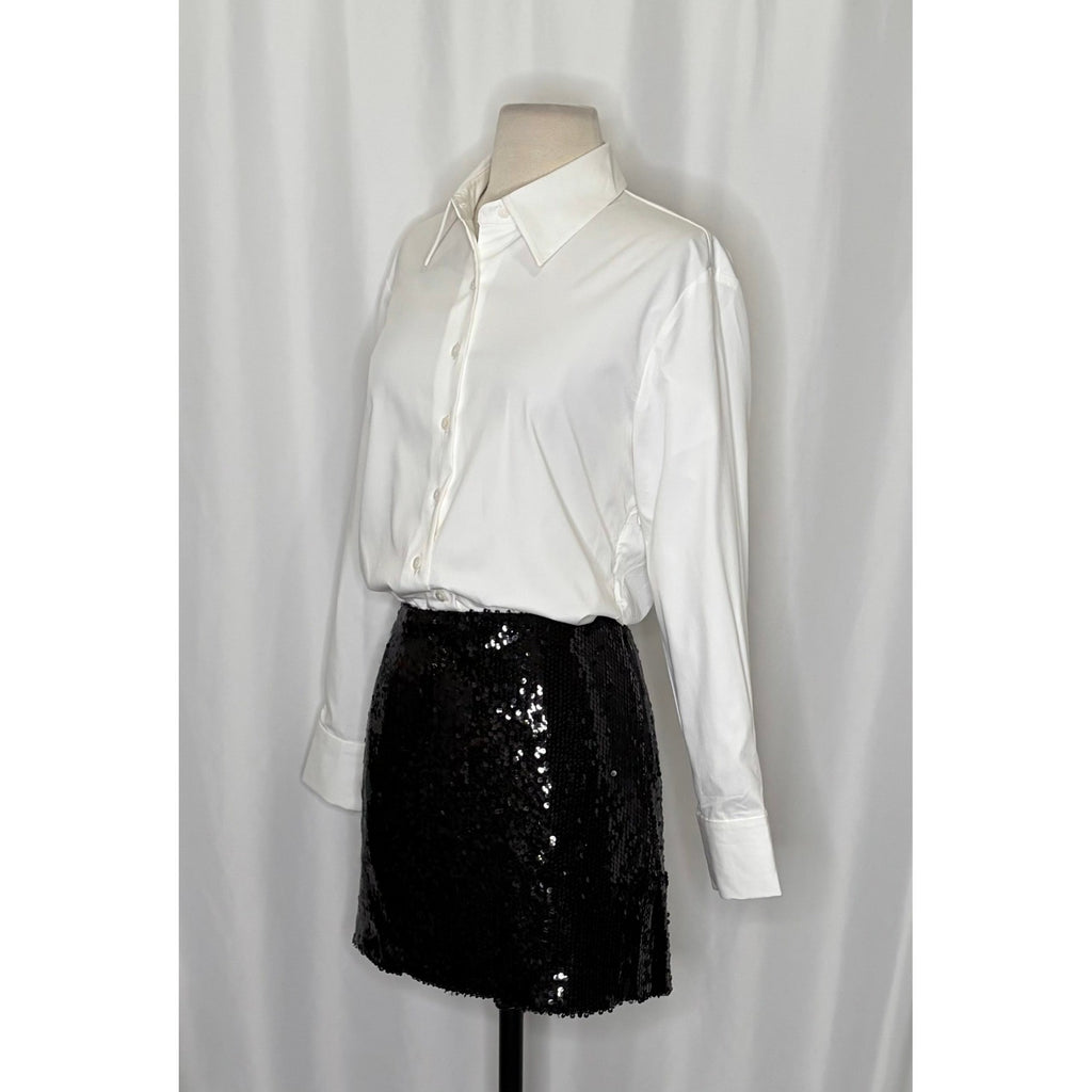 Anthropologie MARE MARE Buttondown Sequin Twofer Dress Black White X-Small