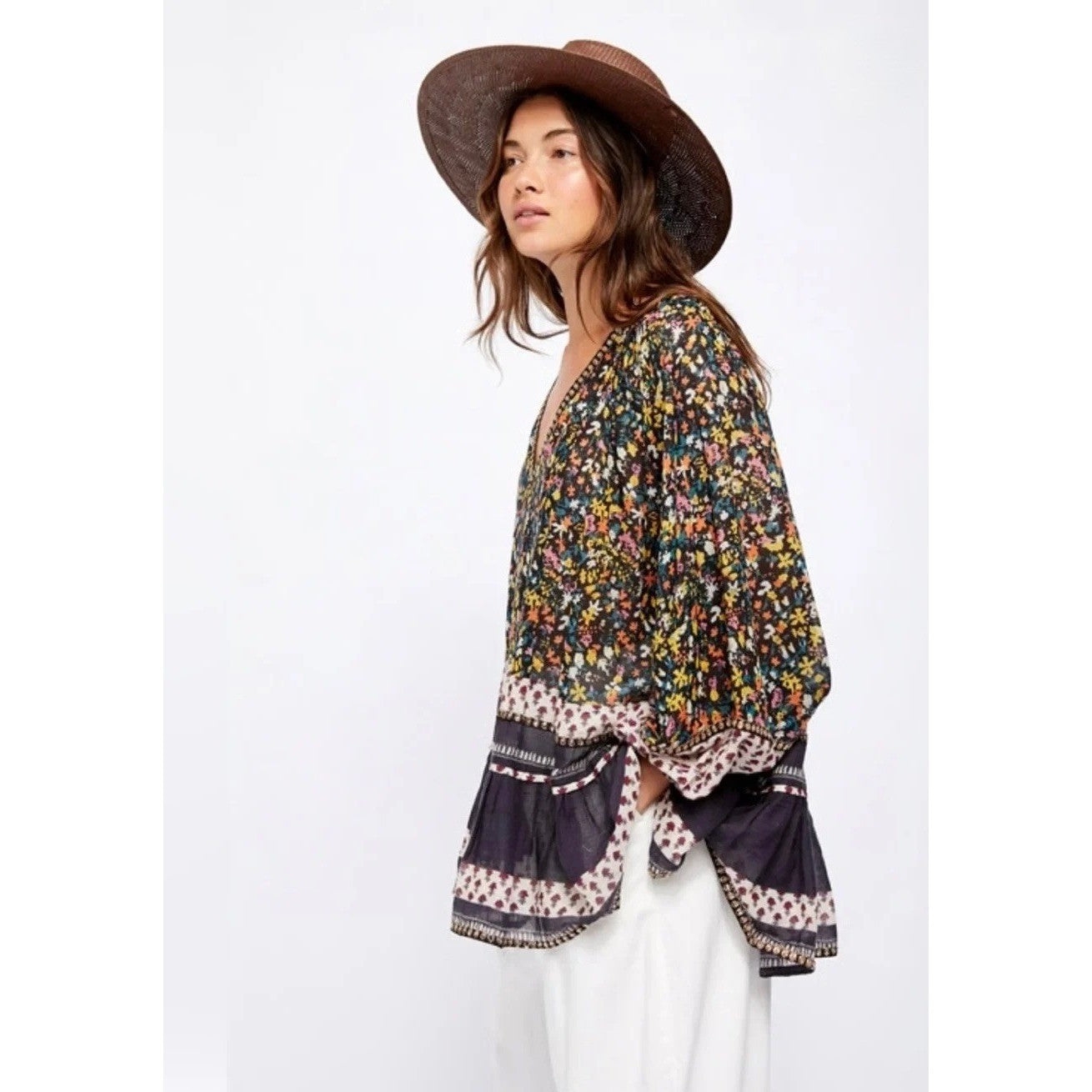 Revolve FREE PEOPLE Gardenia Tunic Top Shirt Floral Boho Festival Flowy Medium
