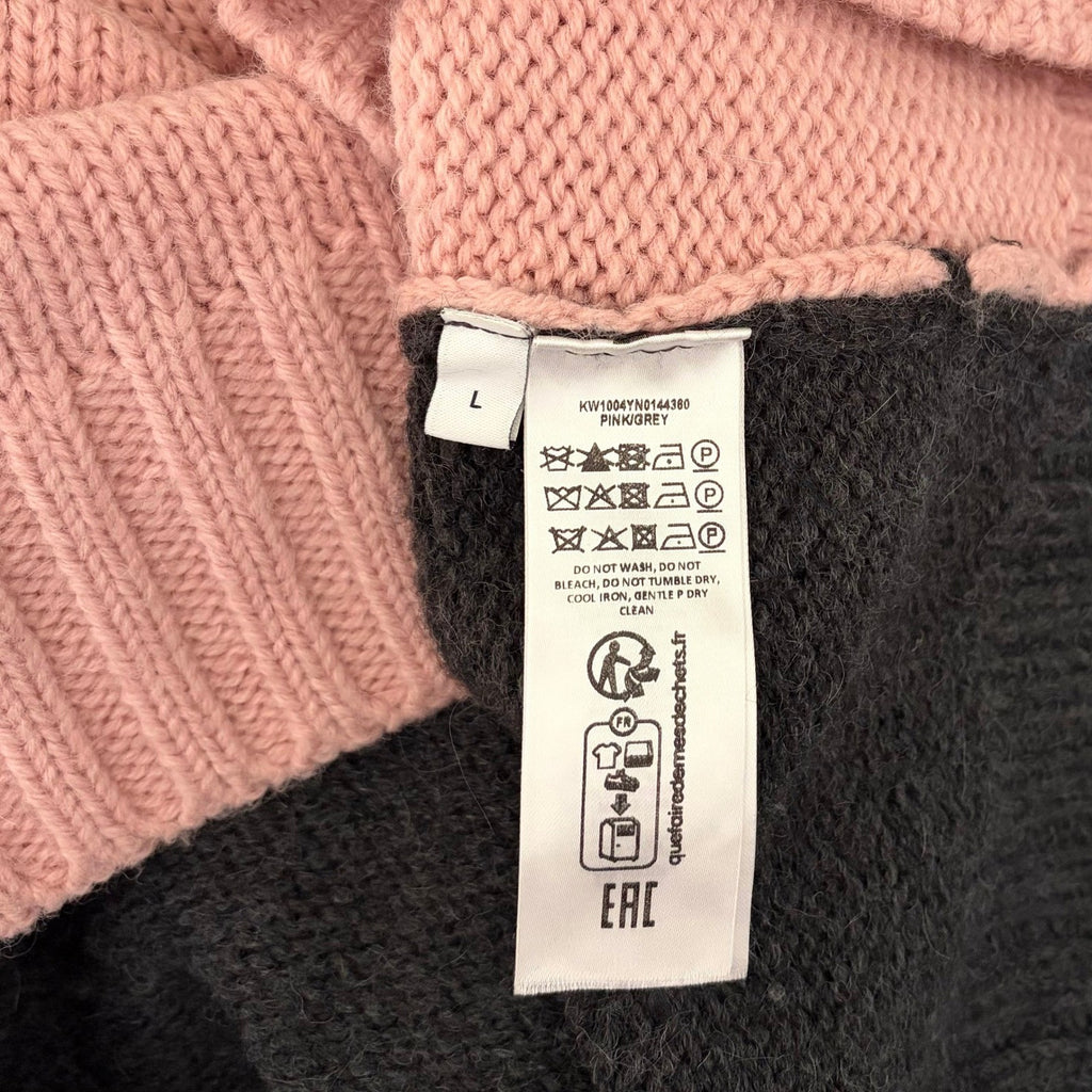 JW ANDERSON Patch Pocket Sweater Pink Grey Pullover Knit Mock Turtleneck Large