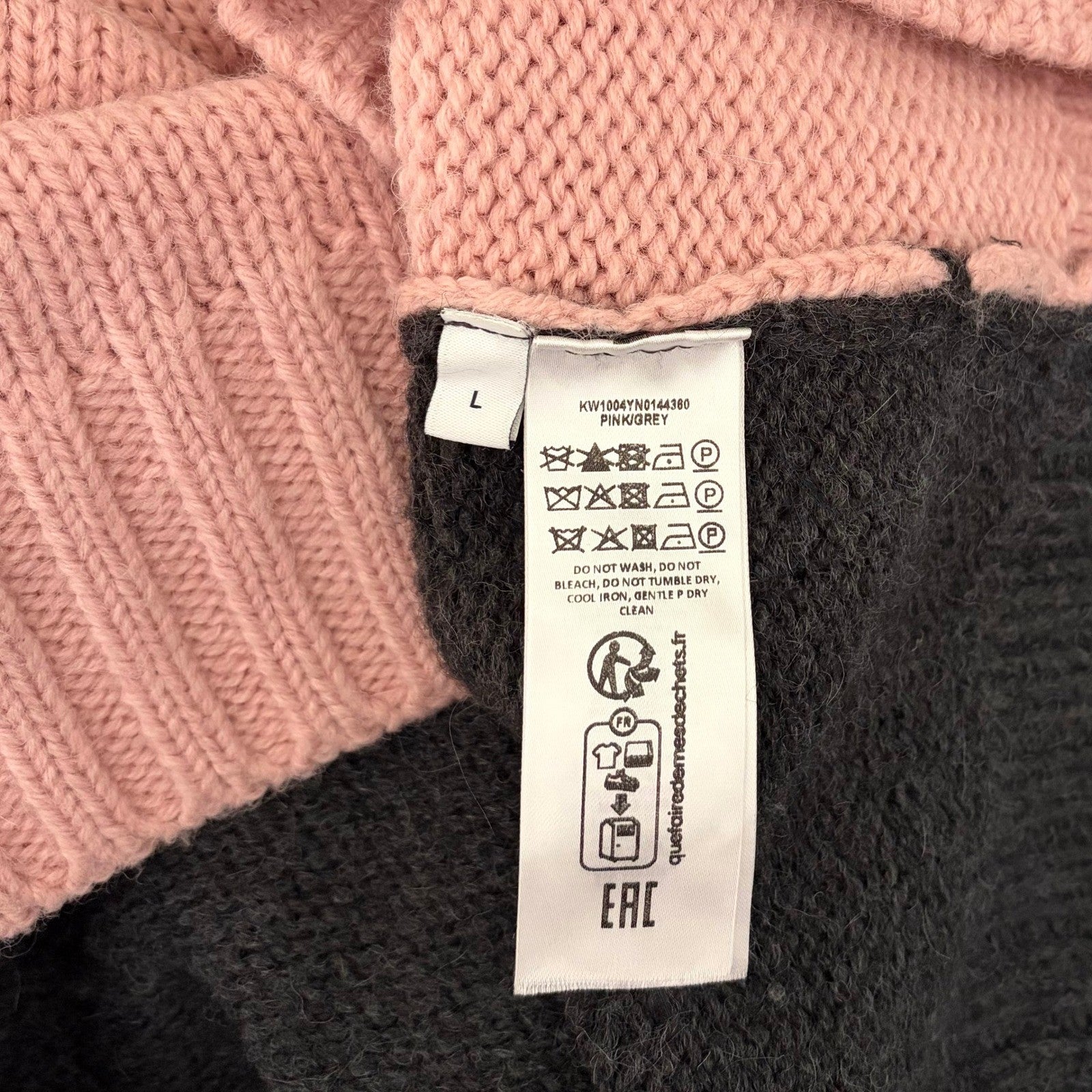 JW ANDERSON Patch Pocket Sweater Pink Grey Pullover Knit Mock Turtleneck Large