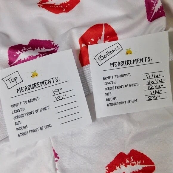 NEW!! HOT LIPS Lipstick Kiss Cropped Loungewear Two Piece Set Top Shorts XXL 2XL