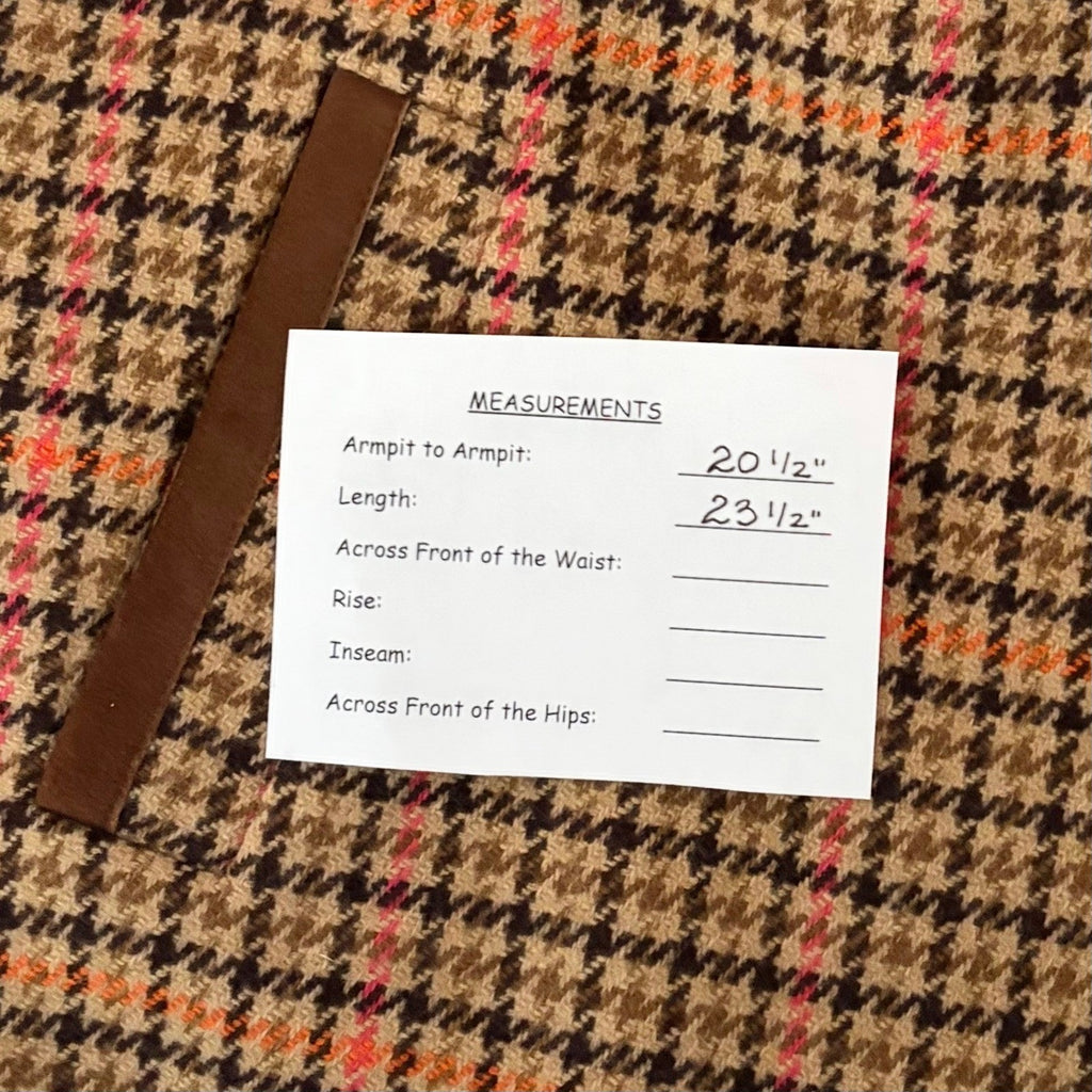 FACONNABLE Wool Plaid Jacket Coat Suede Trims Preppy Academia Swingy Medium