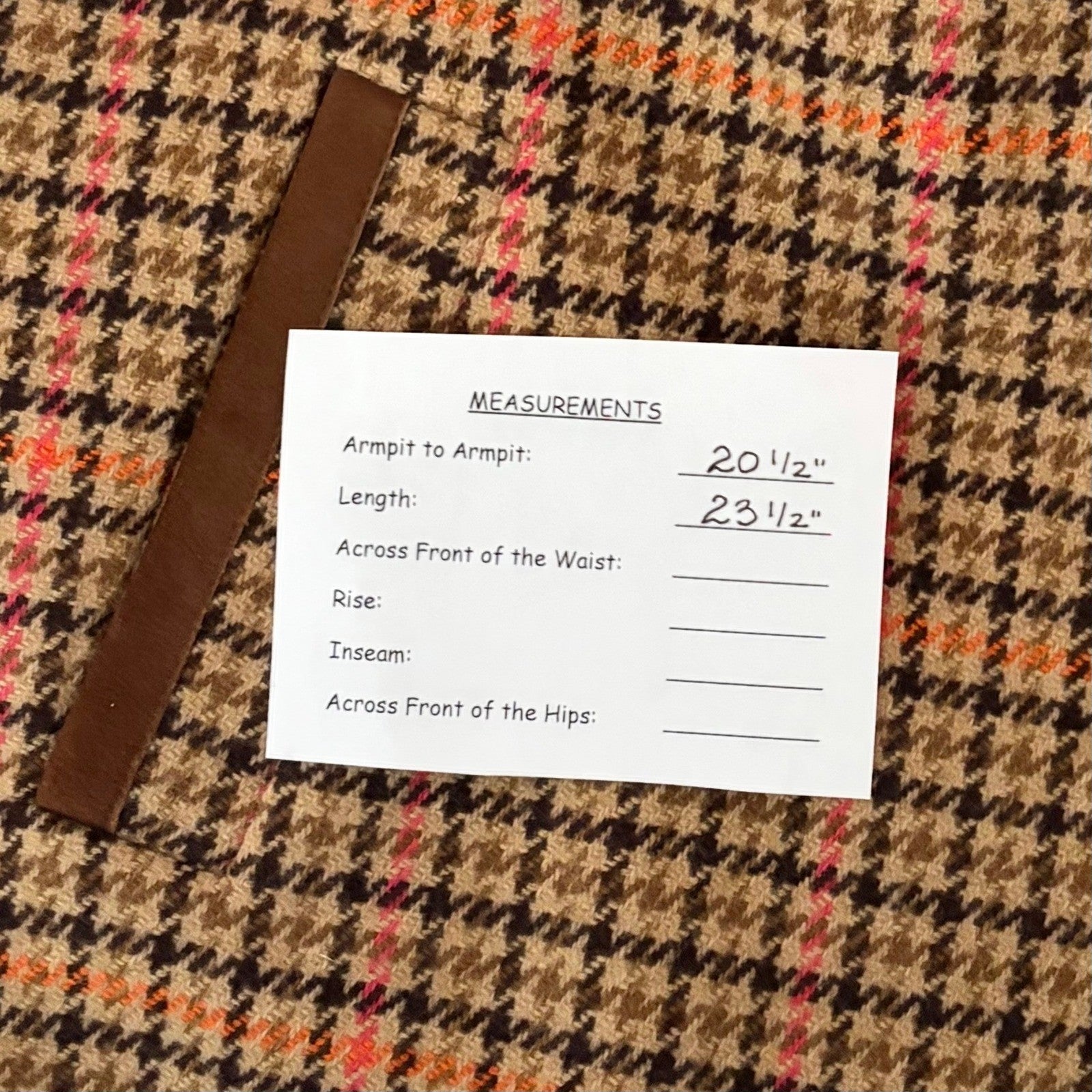 FACONNABLE Wool Plaid Jacket Coat Suede Trims Preppy Academia Swingy Medium