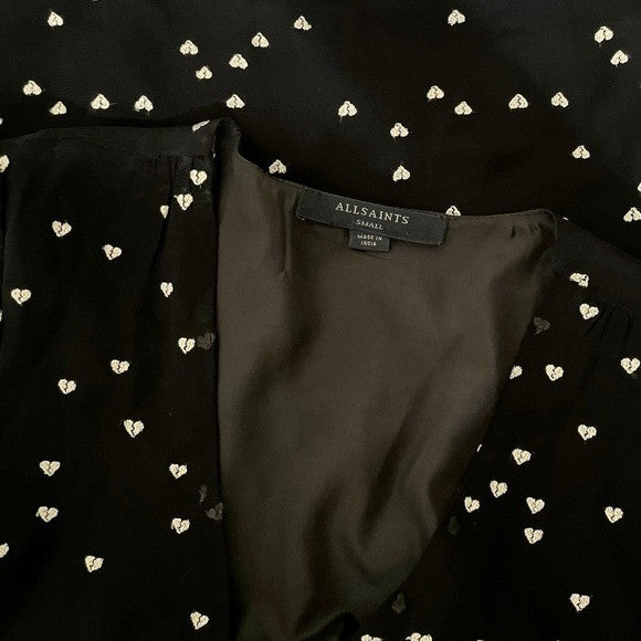 ALLSAINTS Malie Broken Heart Dress Embroidered Black Ivory All Saints Small
