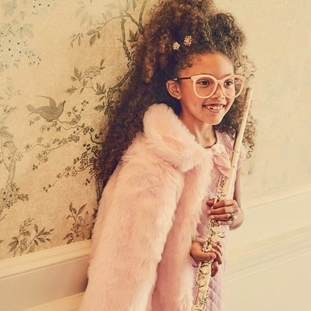 Girls JANIE AND JACK Pink Faux Fur Coat The Flute Line 2020 12-18 Months