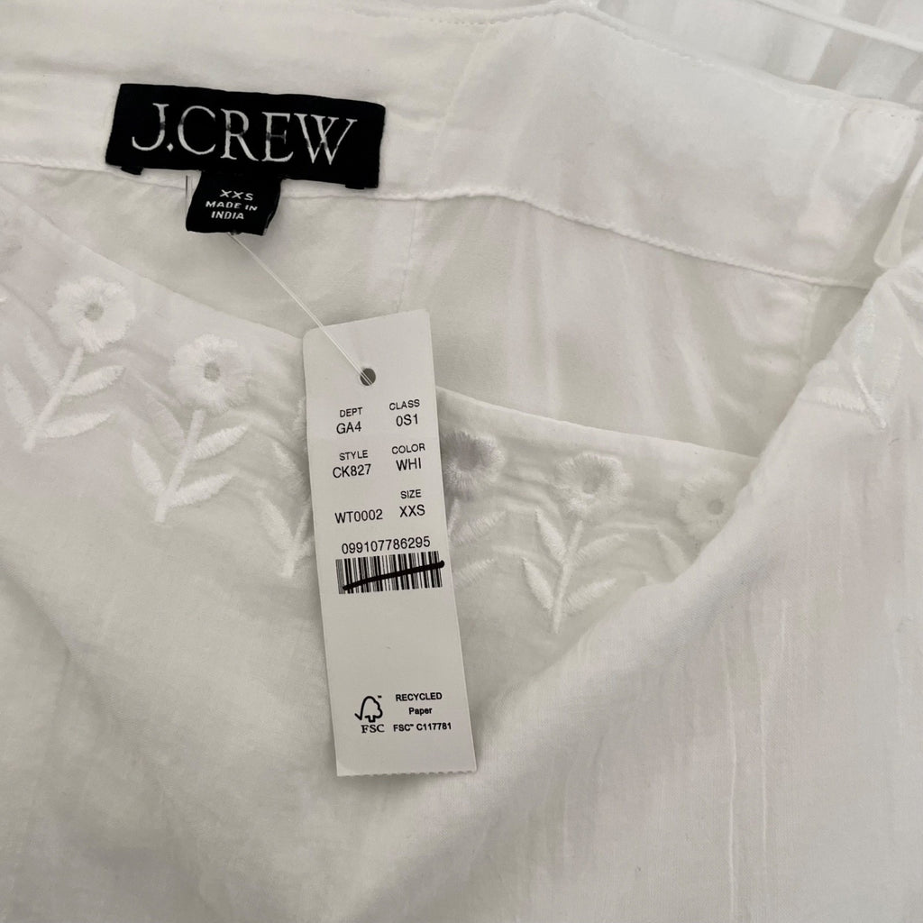 NWT!! J. CREW Sorrento Dress Cotton Voile Solid White Bridal Preppy XXS XX-Small