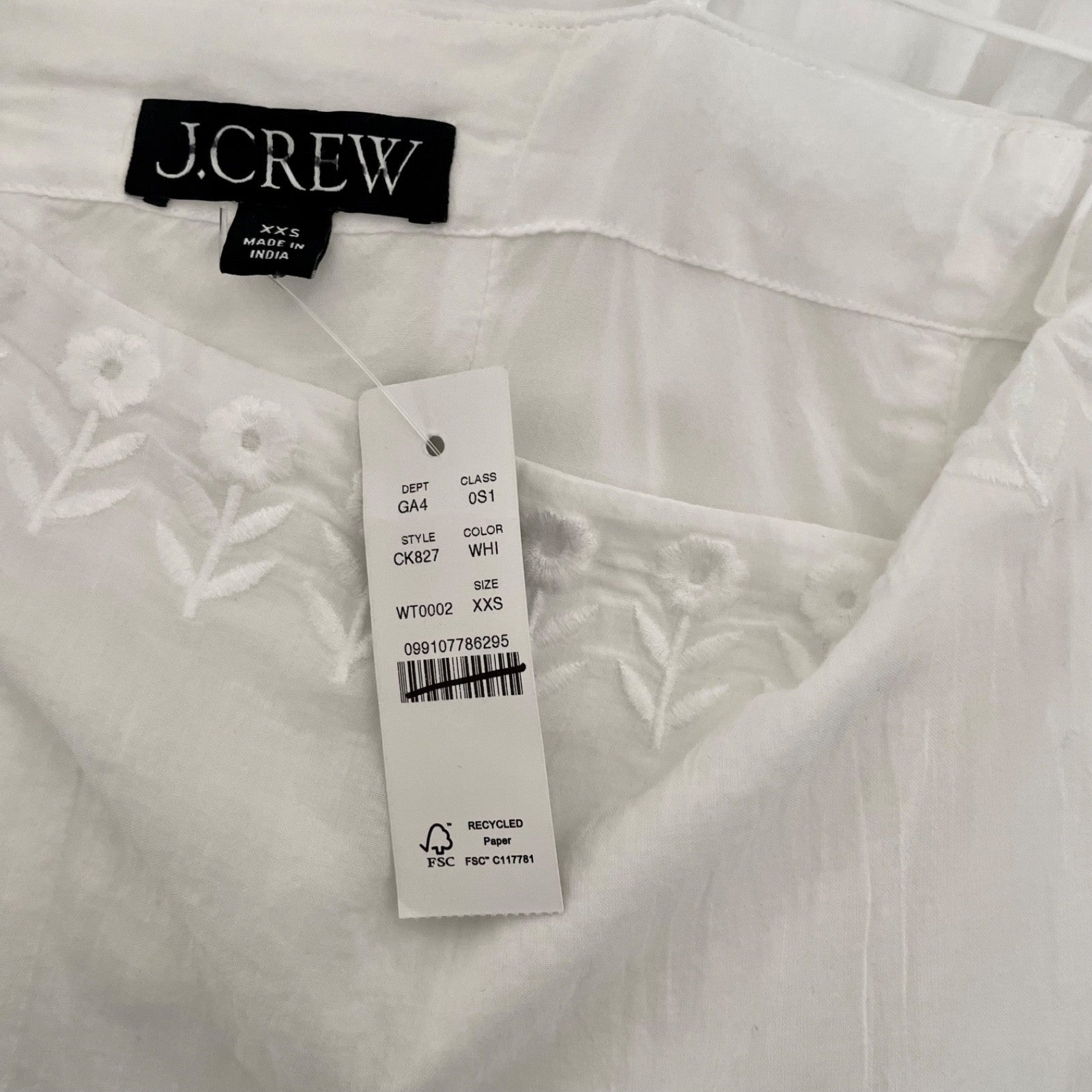 NWT!! J. CREW Sorrento Dress Cotton Voile Solid White Bridal Preppy XXS XX-Small