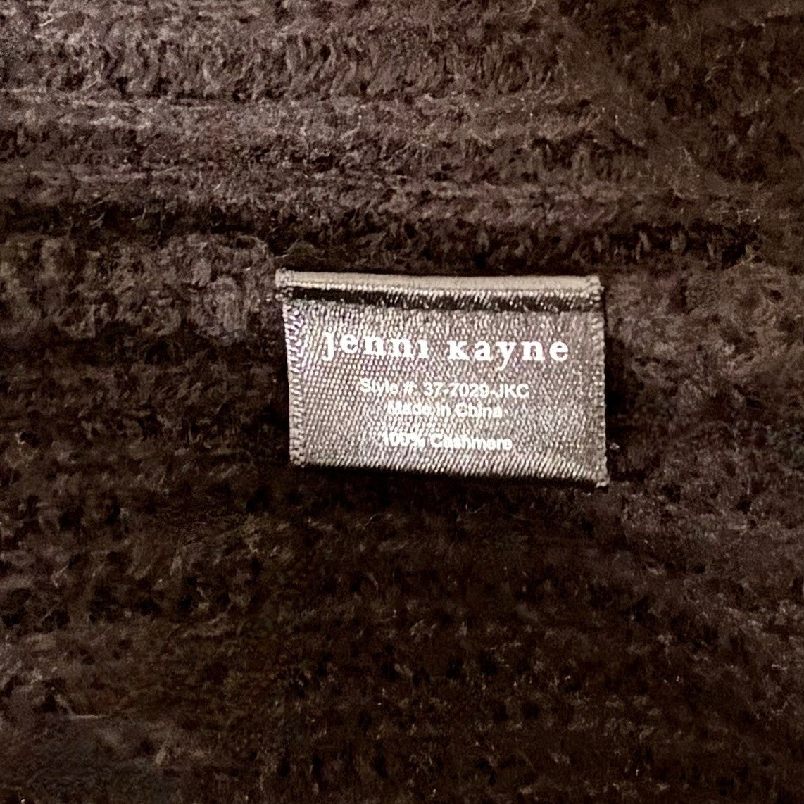 JENNI KAYNE Cashmere Fisherman Sweater Solid Black Raglan Knitwear Knit Large