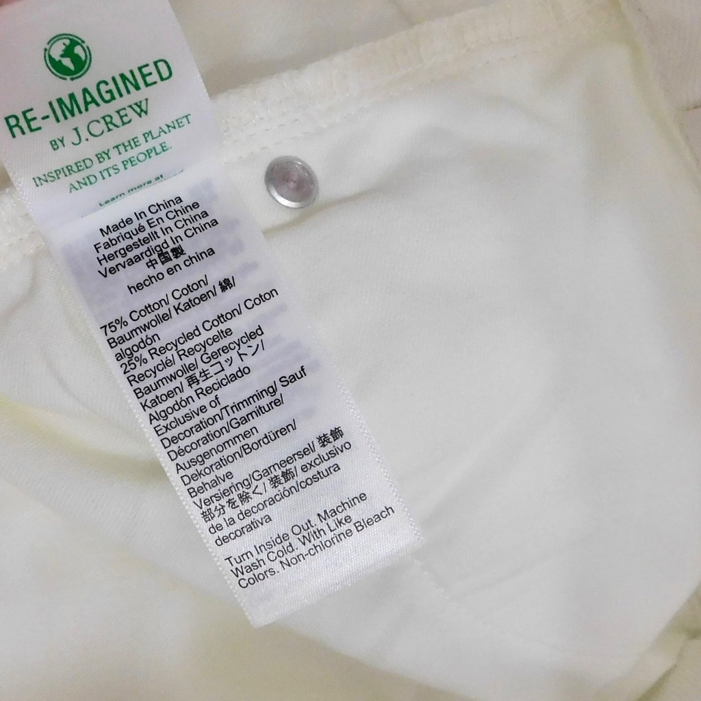 NWT!! J. CREW White '84 Slouchy Jeans Solid Button Fly Straight Legs Size 27