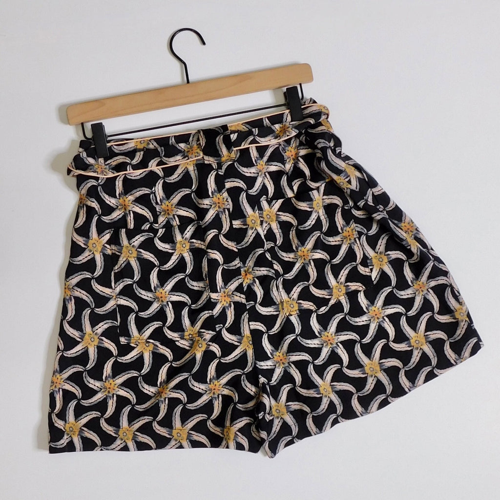 SCOTCH & SODA Maison Scotch Black Starfish Sun Ray Printed Belted Shorts Large