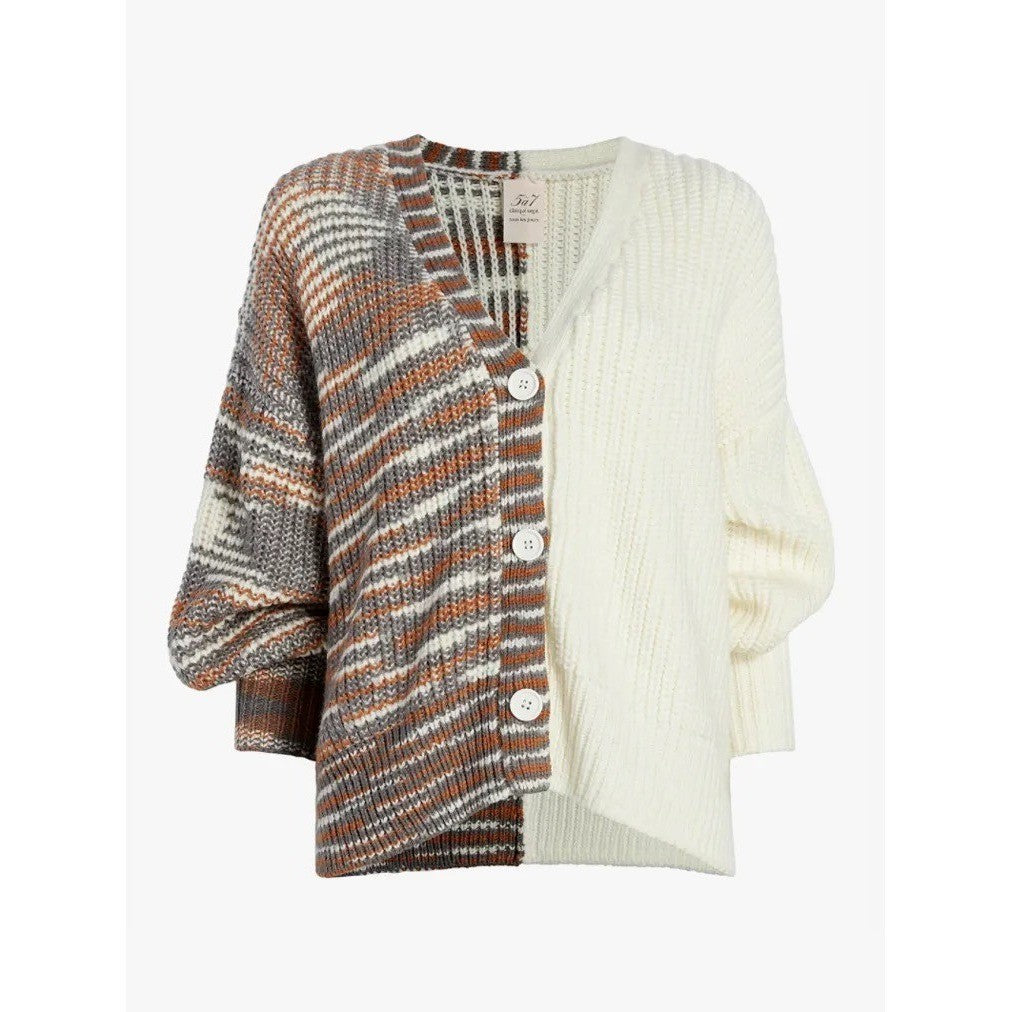 CINQ A SEPT Anabella Chunky Knit Cardigan Sweater Colorblock Space Dye Small