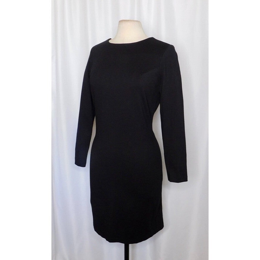 AMANDA UPRICHARD Black Open Back Bow Ponte Knit Dress Sheath Classic Large