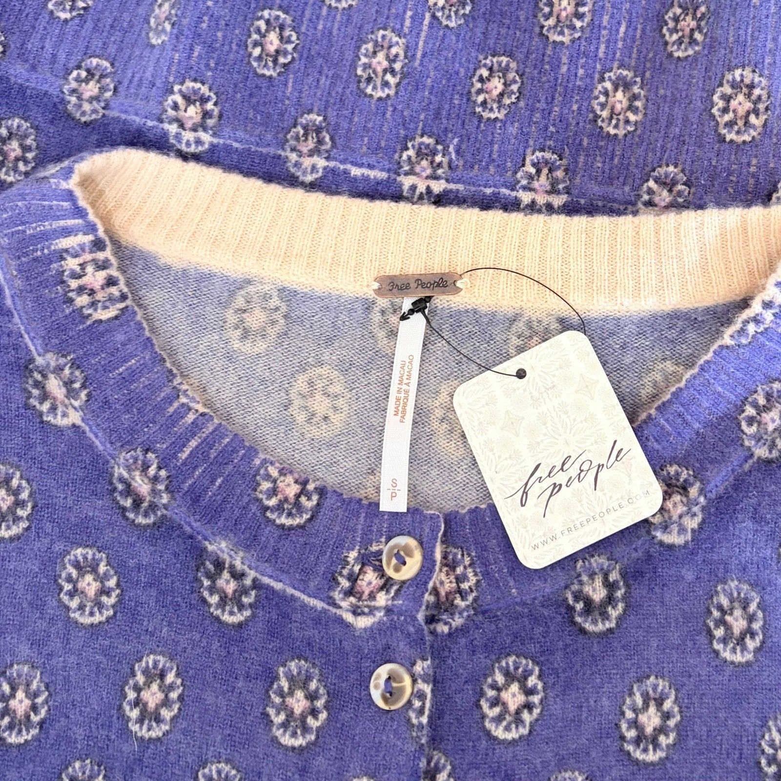 NWT!! FREE PEOPLE Nocturnal Patterned Cardigan Sweater Cardi Floral Small