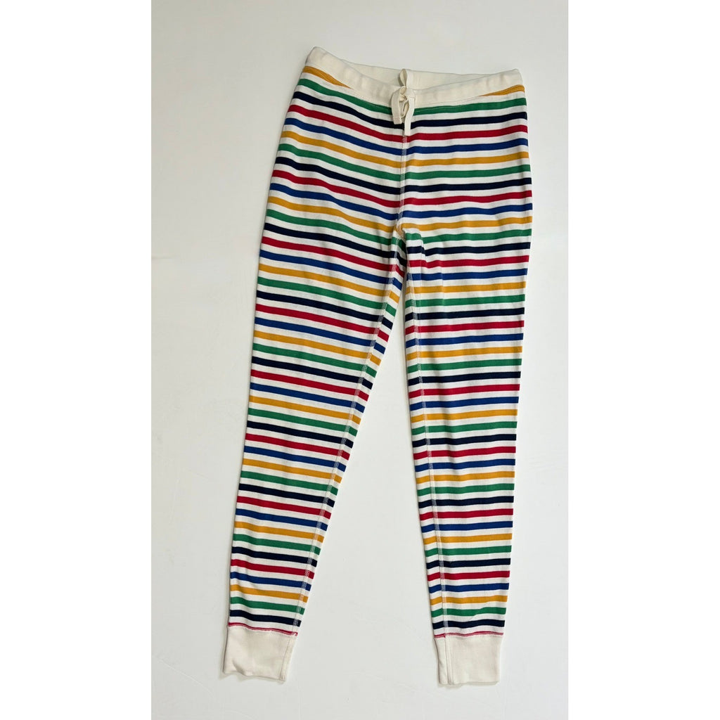 Women's HANNA ANDERSSON 2 Piece Multi Stripe Pajamas Henley Organic Cotton Small