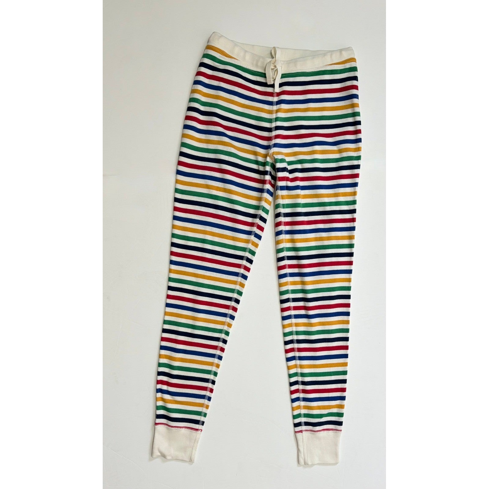 Women's HANNA ANDERSSON 2 Piece Multi Stripe Pajamas Henley Organic Cotton Small