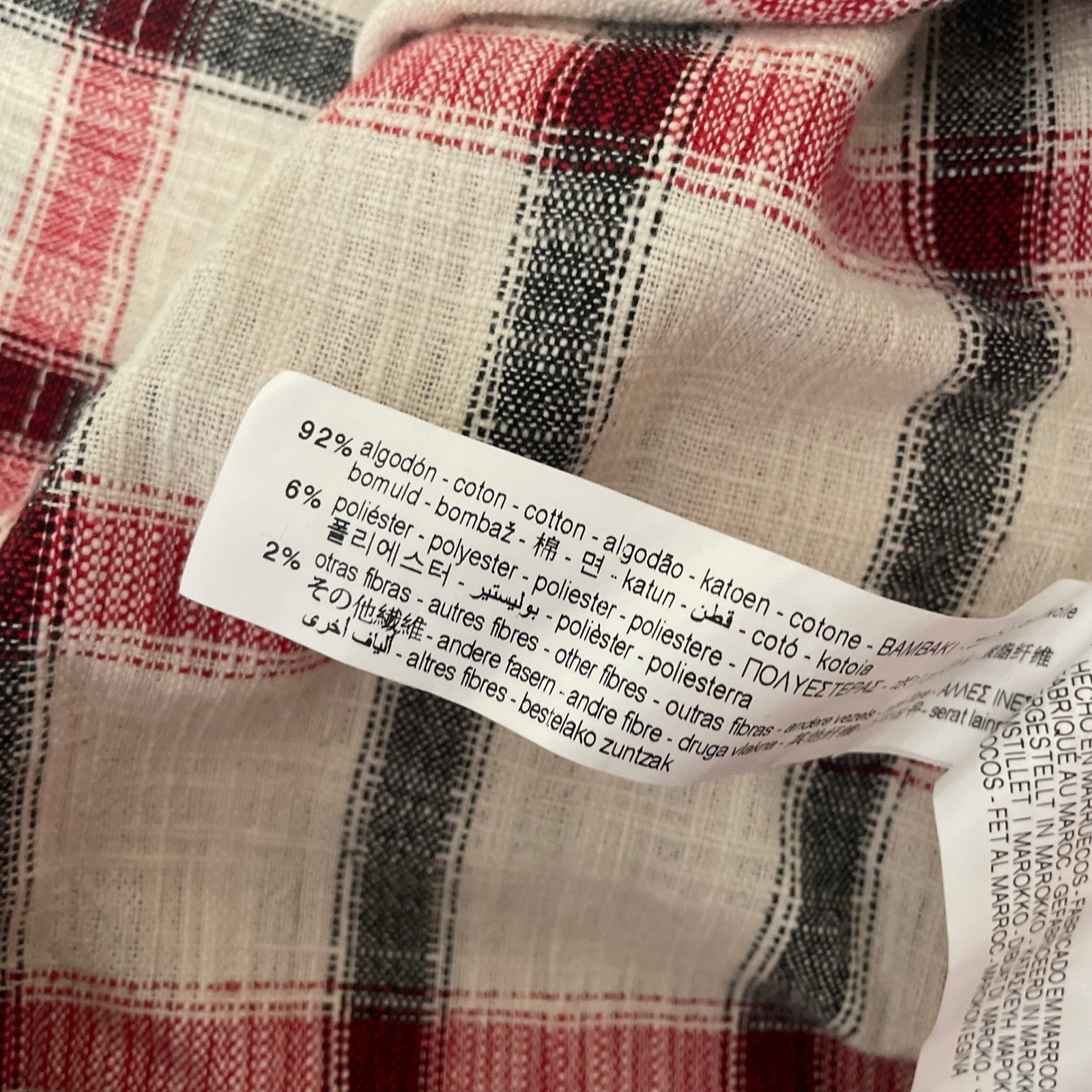 NWT!! ZARA Plaid Oversized Buttondown Shirt Red White Black Pockets Retro Small
