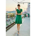 Anthropologie MAEVE Promenade Pointelle Knit Dress Solid Green Flirty X-Small