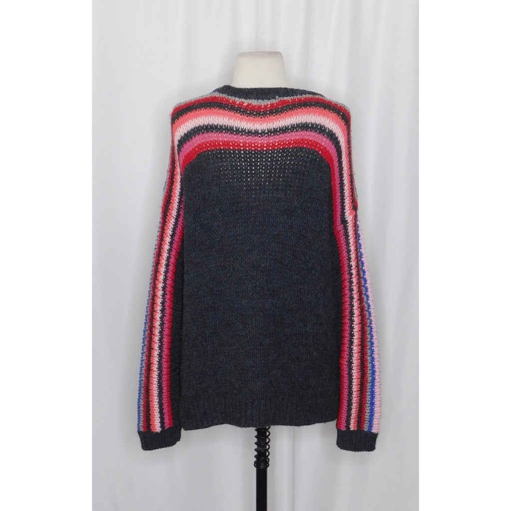 XIRENA Teton Aprés Ski Sweater Alpaca Gray Colorful Stripes Sporty Apres X-Small